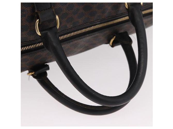 Céline Borsa Boston CELINE in tela Macadam PVC Pelle Nera Oro Auth 183367 Nero D'oro - vista 7