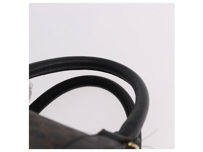 Céline Borsa Boston CELINE in tela Macadam PVC Pelle Nera Oro Auth 183367 Nero D'oro - vista 8
