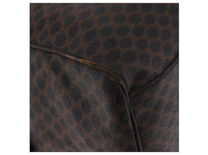 Céline Borsa Boston CELINE in tela Macadam PVC Pelle Nera Oro Auth 183367 Nero D'oro - vista 9