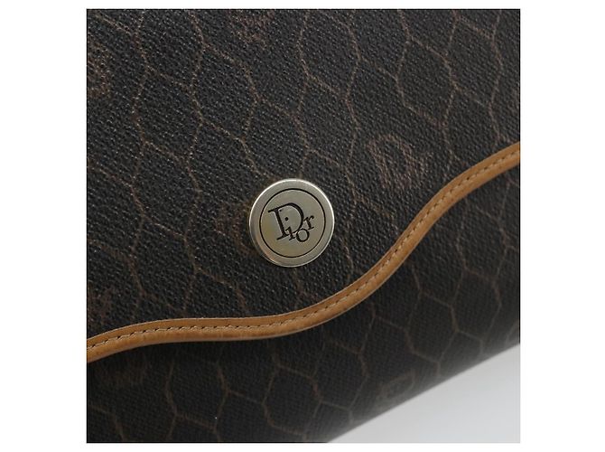 Borsa a Spalla Christian Dior Honeycomb Canvas PVC Nero Oro Auth 186880 D'oro - vista 17