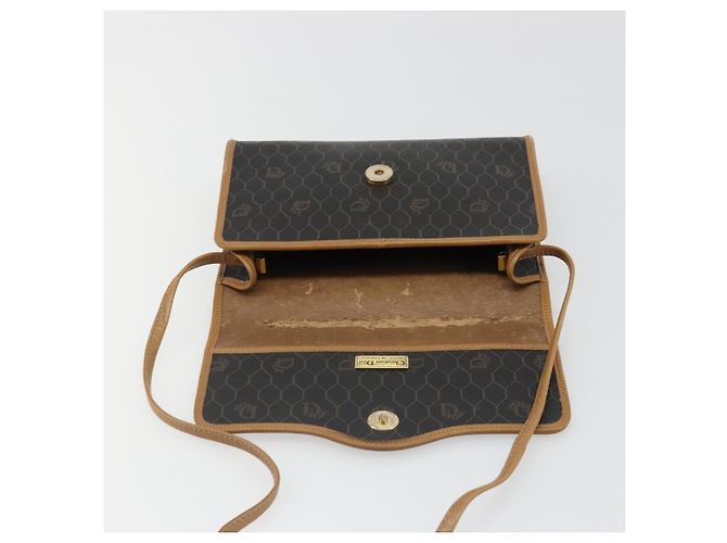 Borsa a Spalla Christian Dior Honeycomb Canvas PVC Nero Oro Auth 186880 D'oro - vista 18