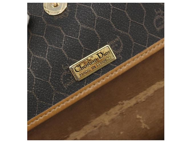 Borsa a Spalla Christian Dior Honeycomb Canvas PVC Nero Oro Auth 186880 D'oro - vista 19