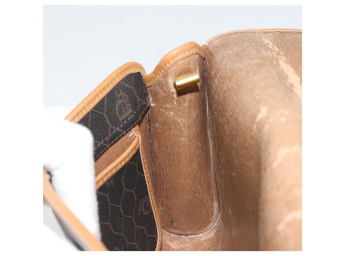Borsa a Spalla Christian Dior Honeycomb Canvas PVC Nero Oro Auth 186880 D'oro - vista 21
