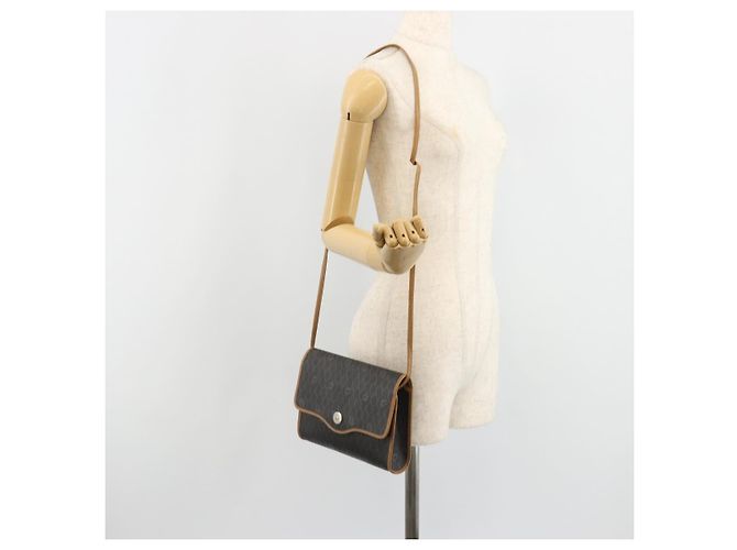 Borsa a Spalla Christian Dior Honeycomb Canvas PVC Nero Oro Auth 186880 D'oro - vista 22