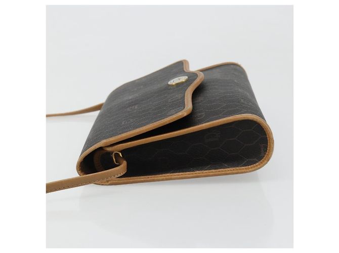 Borsa a Spalla Christian Dior Honeycomb Canvas PVC Nero Oro Auth 186880 D'oro - vista 4