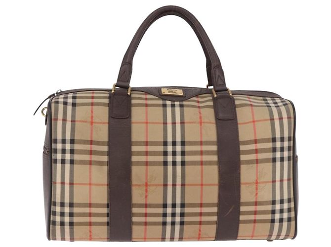 Borsa Boston Burberrys Nova Check in tela beige e oro Auth 185176 D'oro - vista 13