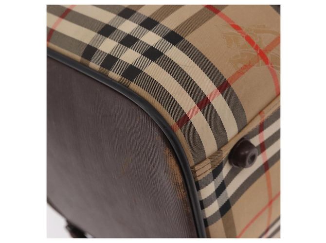 Borsa Boston Burberrys Nova Check in tela beige e oro Auth 185176 D'oro - vista 14