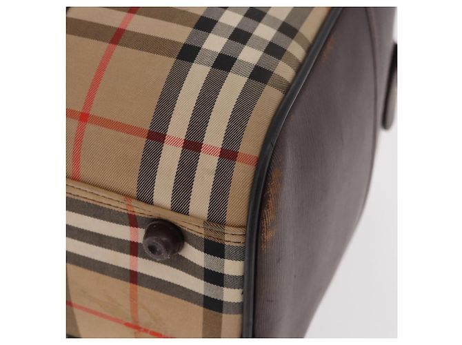 Borsa Boston Burberrys Nova Check in tela beige e oro Auth 185176 D'oro - vista 15