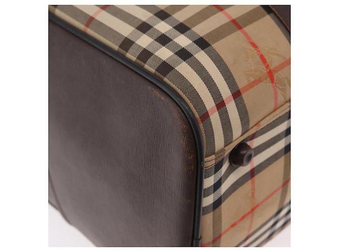 Borsa Boston Burberrys Nova Check in tela beige e oro Auth 185176 D'oro - vista 16