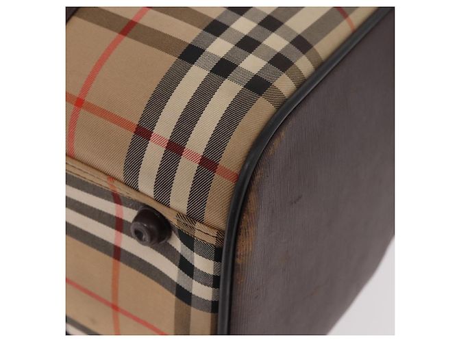 Borsa Boston Burberrys Nova Check in tela beige e oro Auth 185176 D'oro - vista 17