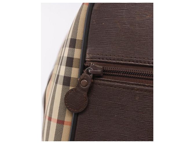 Borsa Boston Burberrys Nova Check in tela beige e oro Auth 185176 D'oro - vista 18
