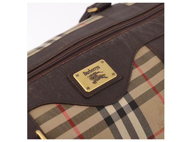 Borsa Boston Burberrys Nova Check in tela beige e oro Auth 185176 D'oro - vista 19