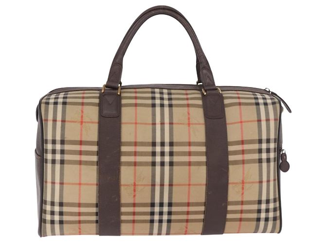 Borsa Boston Burberrys Nova Check in tela beige e oro Auth 185176 D'oro - vista 2