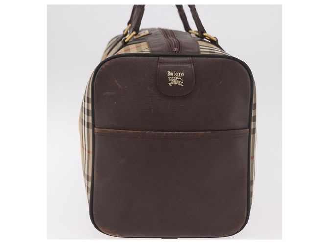 Borsa Boston Burberrys Nova Check in tela beige e oro Auth 185176 D'oro - vista 3