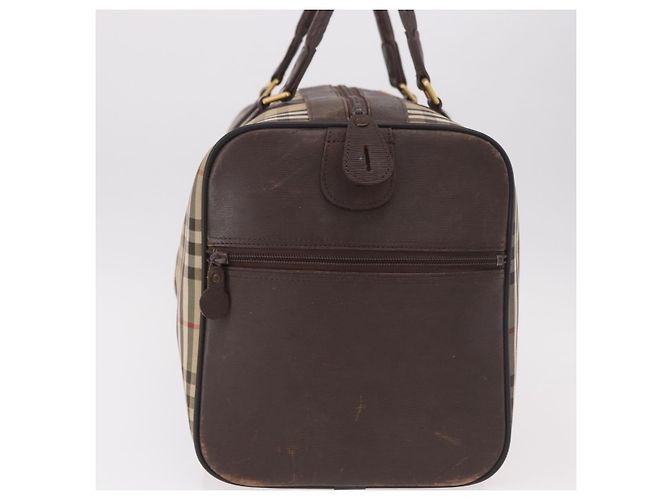 Borsa Boston Burberrys Nova Check in tela beige e oro Auth 185176 D'oro - vista 4