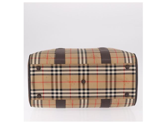 Borsa Boston Burberrys Nova Check in tela beige e oro Auth 185176 D'oro - vista 5