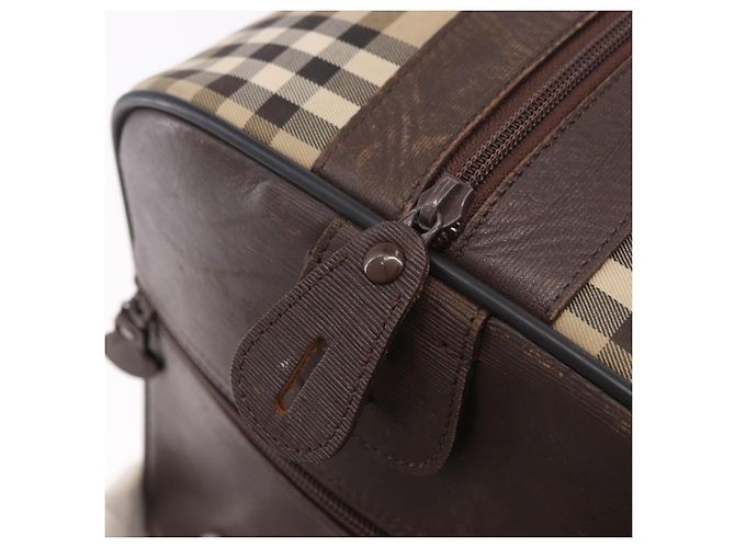 Borsa Boston Burberrys Nova Check in tela beige e oro Auth 185176 D'oro - vista 9