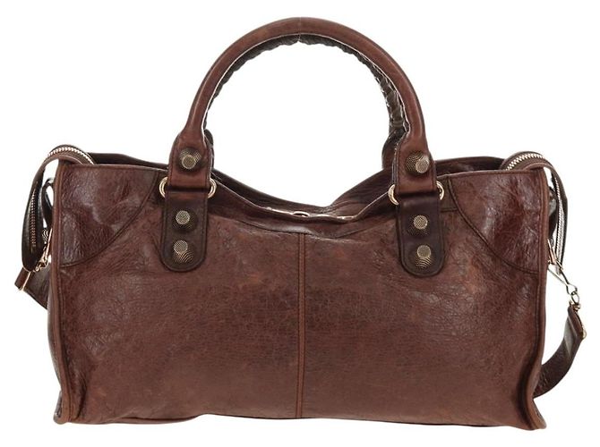 BALENCIAGA Borsa Giant Part-Time in pelle 2way Marrone Oro 173082 Auth 185300SM - vista 2