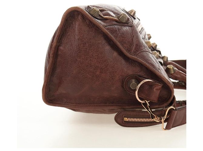 BALENCIAGA Borsa Giant Part-Time in pelle 2way Marrone Oro 173082 Auth 185300SM - vista 4