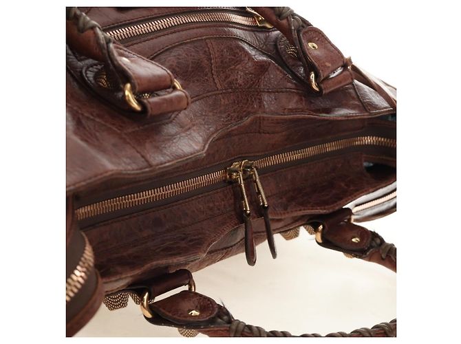 BALENCIAGA Borsa Giant Part-Time in pelle 2way Marrone Oro 173082 Auth 185300SM - vista 7