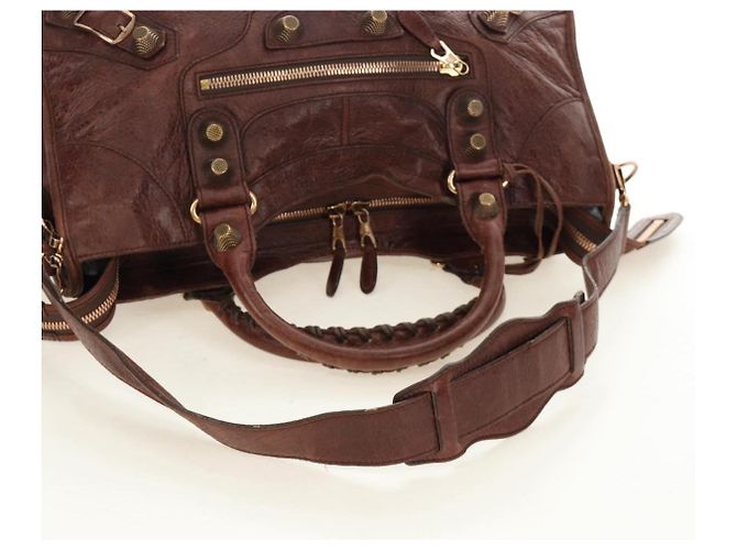 BALENCIAGA Borsa Giant Part-Time in pelle 2way Marrone Oro 173082 Auth 185300SM - vista 9