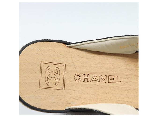 CHANEL COCO Mark Beach Sandalen Holz Beige CC Authentisch 186134M - Ansicht 10