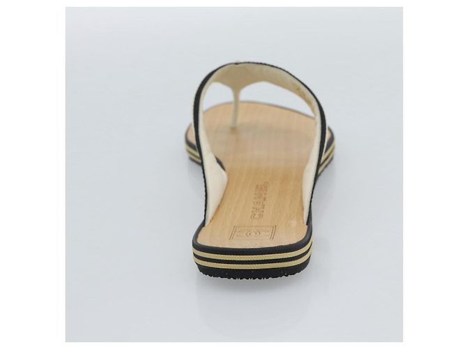 CHANEL COCO Mark Beach Sandalen Holz Beige CC Authentisch 186134M - Ansicht 15