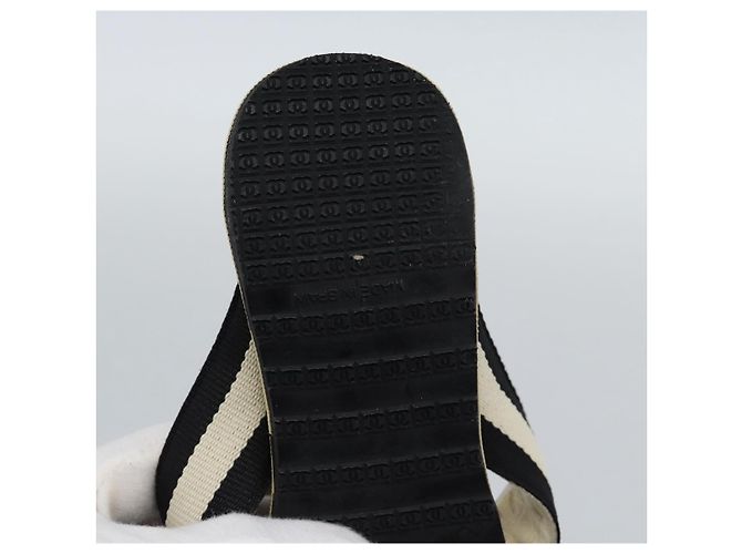 CHANEL COCO Mark Beach Sandalen Holz Beige CC Authentisch 186134M - Ansicht 17
