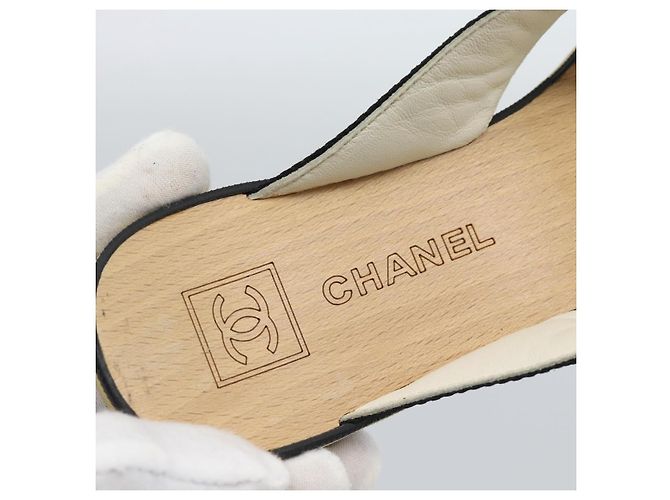 CHANEL COCO Mark Beach Sandalen Holz Beige CC Authentisch 186134M - Ansicht 18
