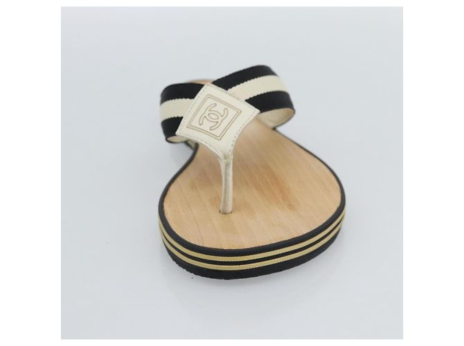CHANEL COCO Mark Beach Sandalen Holz Beige CC Authentisch 186134M - Ansicht 6