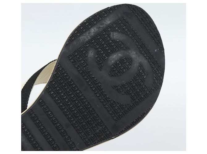 CHANEL COCO Mark Beach Sandalen Holz Beige CC Authentisch 186134M - Ansicht 8