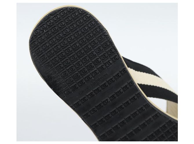 CHANEL COCO Mark Beach Sandalen Holz Beige CC Authentisch 186134M - Ansicht 9