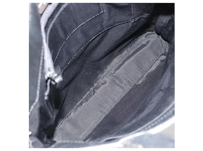 Borsa Tote BURBERRY in pelle nera con dettagli argento Auth 187340 Nero - vista 11