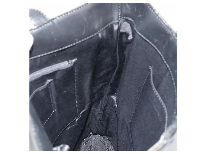 Borsa Tote BURBERRY in pelle nera con dettagli argento Auth 187340 Nero - vista 17