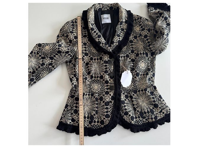 Giacca Moschino Cheap and Chic nera e beige con bordi in pizzo Nero - vista 12