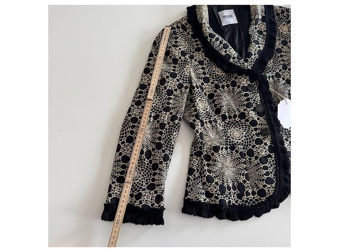 Giacca Moschino Cheap and Chic nera e beige con bordi in pizzo Nero - vista 13