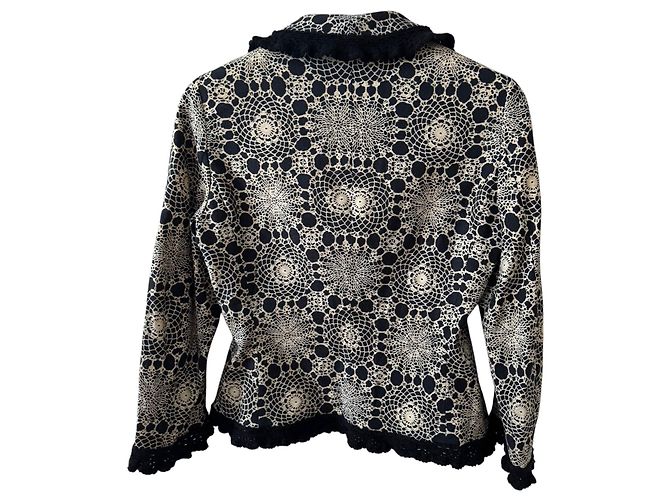 Giacca Moschino Cheap and Chic nera e beige con bordi in pizzo Nero - vista 2
