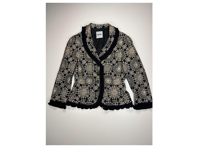 Giacca Moschino Cheap and Chic nera e beige con bordi in pizzo Nero - vista 3