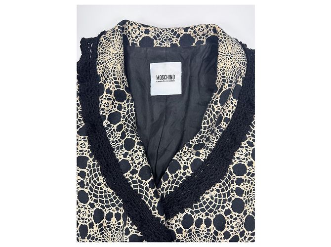 Giacca Moschino Cheap and Chic nera e beige con bordi in pizzo Nero - vista 5