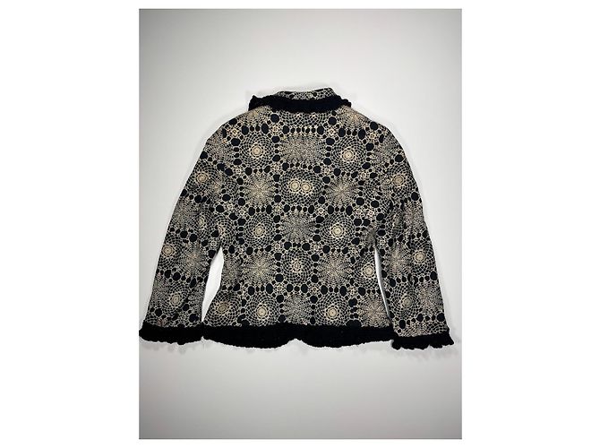 Giacca Moschino Cheap and Chic nera e beige con bordi in pizzo Nero - vista 7