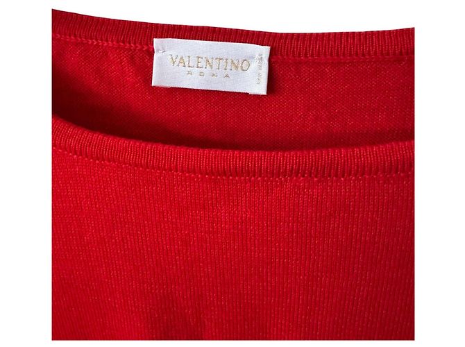 Top de punto rojo Valentino con puños plisados Roja - vista 2