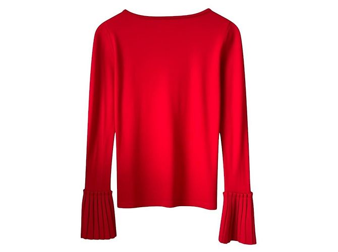 Top de punto rojo Valentino con puños plisados Roja - vista 3