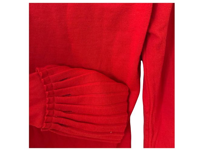 Top de punto rojo Valentino con puños plisados Roja - vista 4