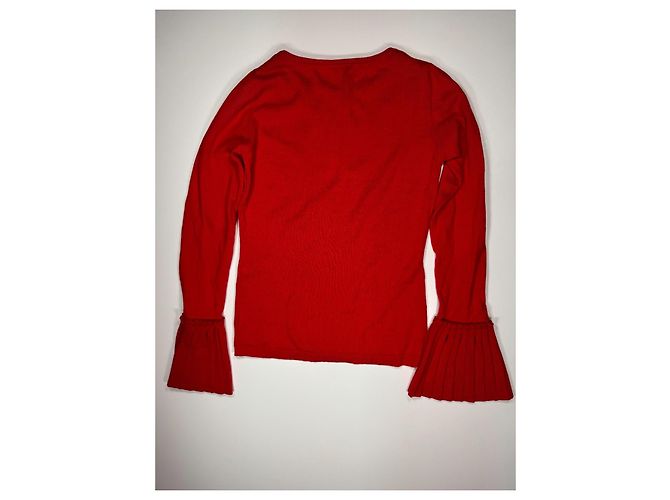 Top de punto rojo Valentino con puños plisados Roja - vista 6