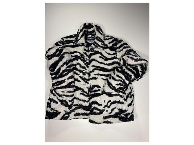 Webra-Print Kunstpelzjacke Versace Jeans Couture Schwarz Weiß Zebra-druck - Ansicht 10