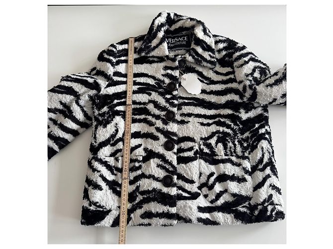 Webra-Print Kunstpelzjacke Versace Jeans Couture Schwarz Weiß Zebra-druck - Ansicht 15