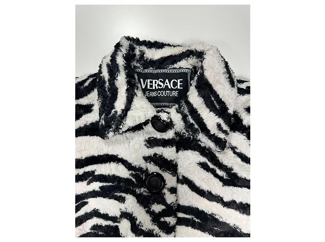 Webra-Print Kunstpelzjacke Versace Jeans Couture Schwarz Weiß Zebra-druck - Ansicht 8