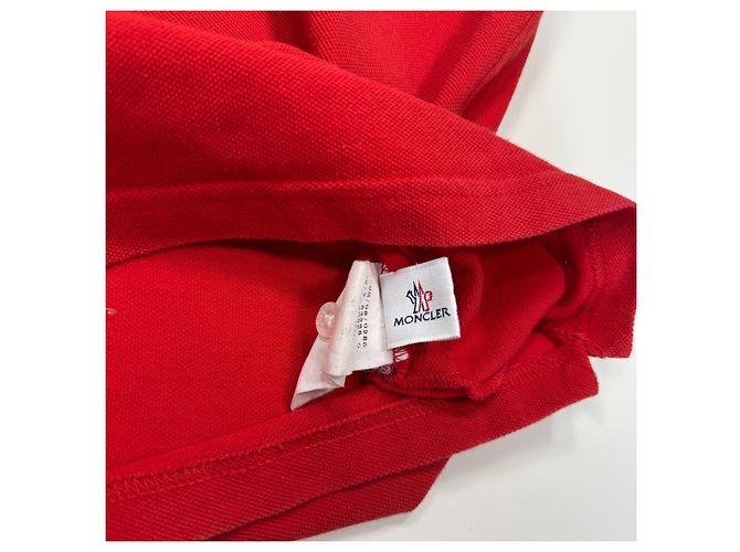 Polo rossa Moncler con colletto e polsini a righe Rosso - vista 3