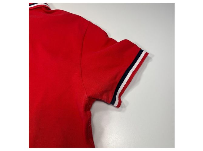 Polo rossa Moncler con colletto e polsini a righe Rosso - vista 6