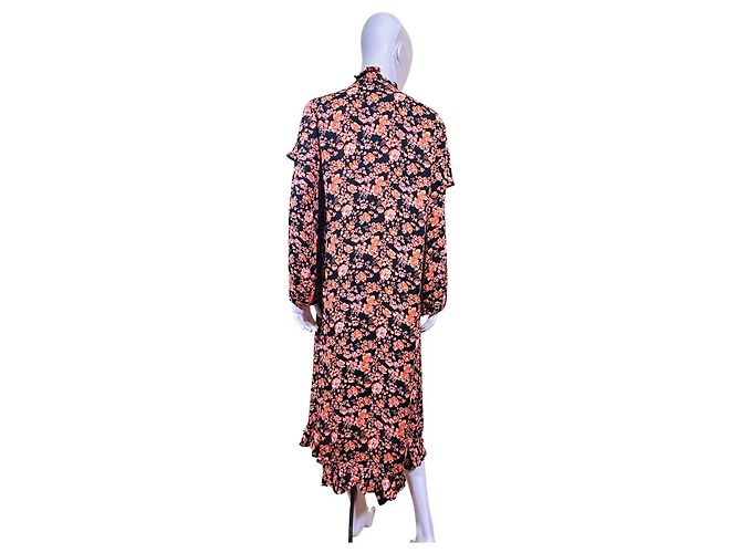 Baum und Pferdgarten Midikleid mit Blumenprint Schwarz Pink - Ansicht 4